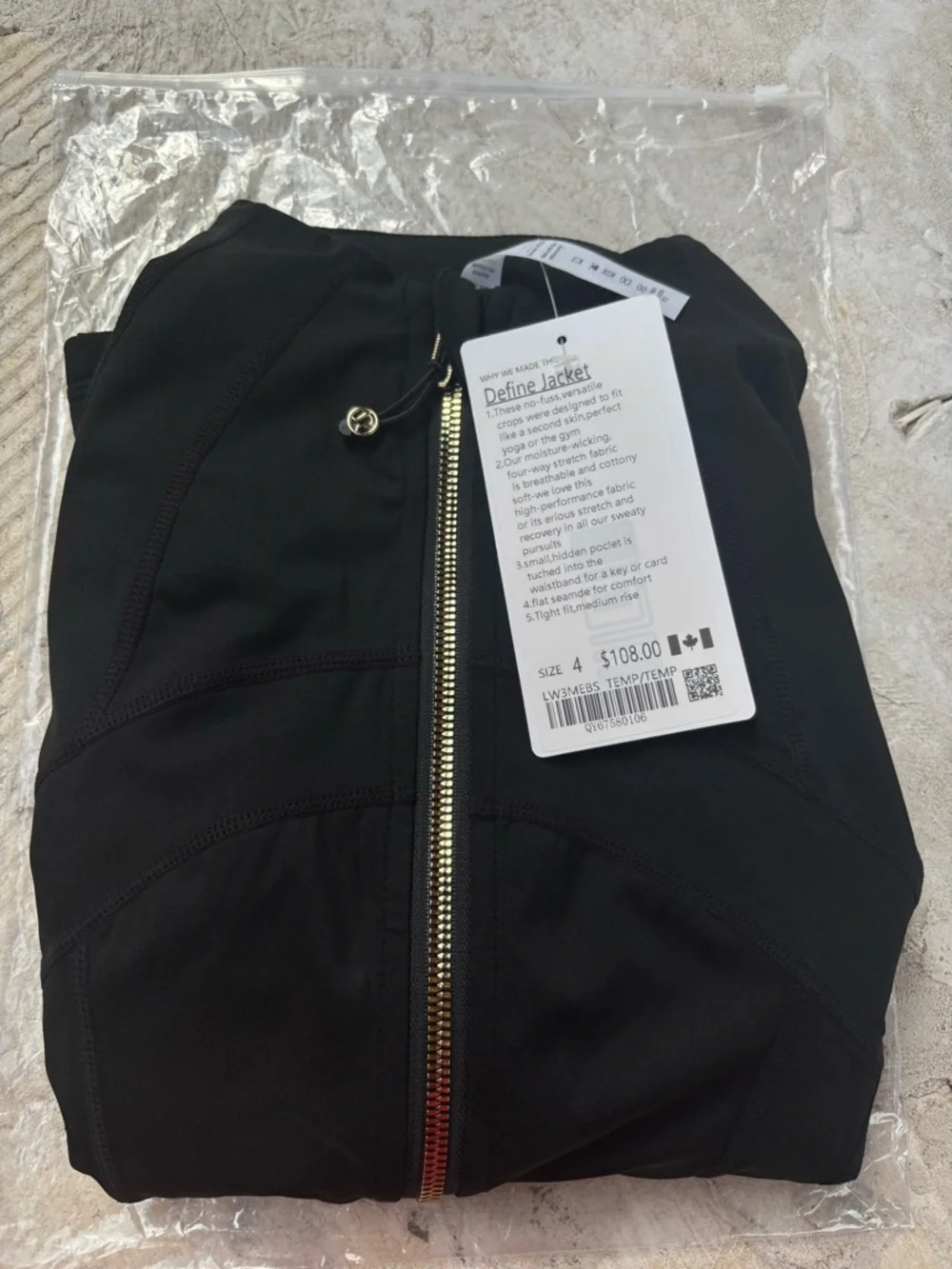 Lululemon Athletica Black Jacket with Gold Zipper - Picture 2 of 8